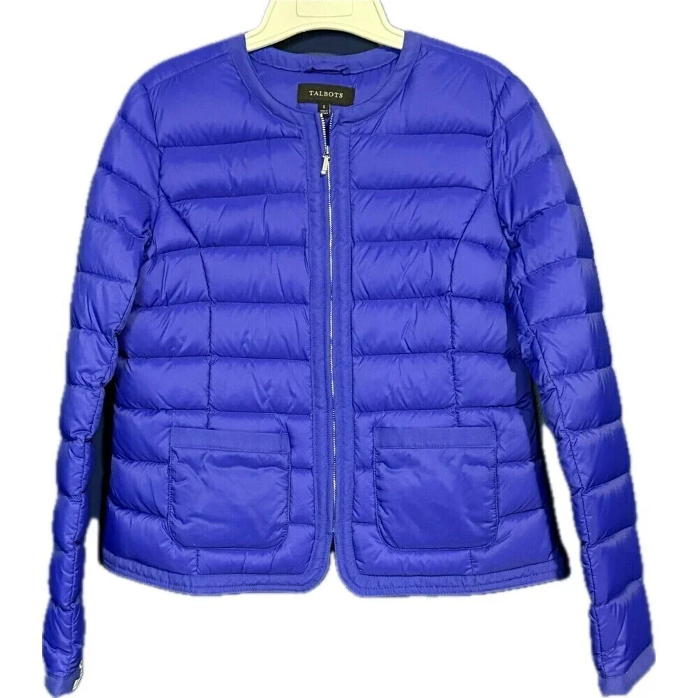 Talbots Blue / Purple Down Filled Puffer Jacket Sz Small Jewel Toned